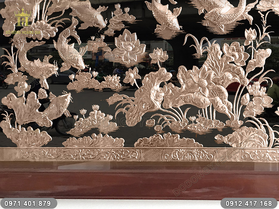 tranh cửu ngư quần hội đồng đỏ